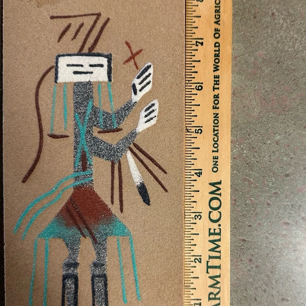 Native American Sand Art 4”x8” Signed by Artist - Picture 4 of 6